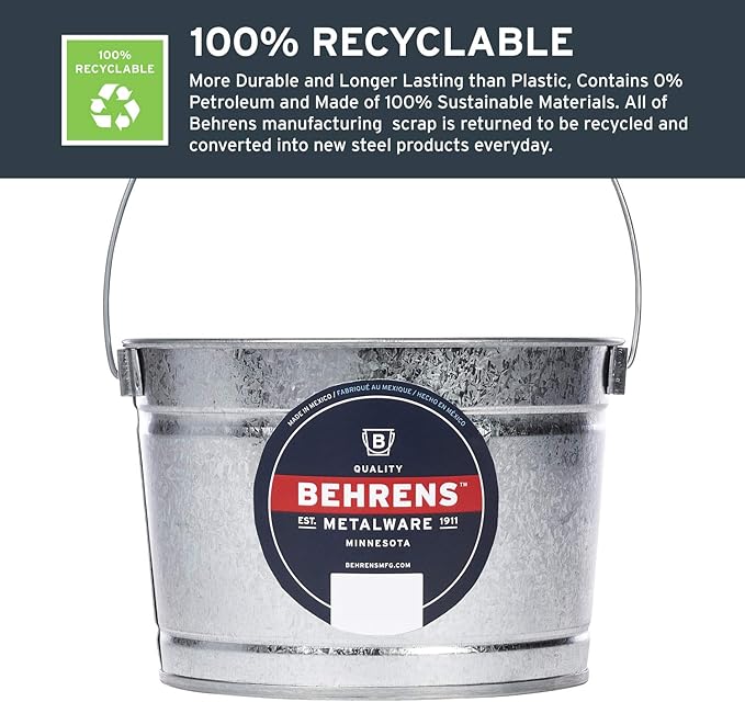 Behrens B325 Galvanized Steel Paint Pail, 2.5 Quart, Silver