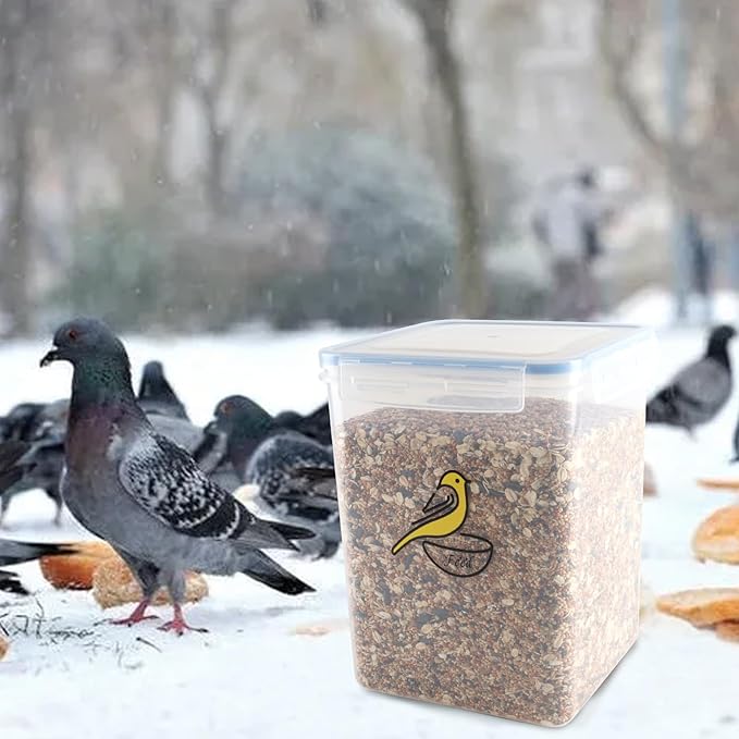 Bird Seed Storage Container,Airtight Bird Food Container-5.2L,Bird Seed Containers with Scoop,Pet Food Storage Containers for Wild Bird Seeds Dispenser |Storing Sunflower Seed|BPA Free-Blue
