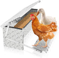 Treadle Chicken Feeder Automatic Large Poultry Feeders Capacity Treadle Self Opening Pou with Weatherproof Lid Rain Cover for Roosters Pheasant Chicken Outdoor Coop Silver Full Aluminum(11lbs/5000g)