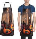 Waterproof Aprons for Women Men Adjustable Bib Cool Electric Guitar Apron Chef Cooking Aprons for Kitchen
