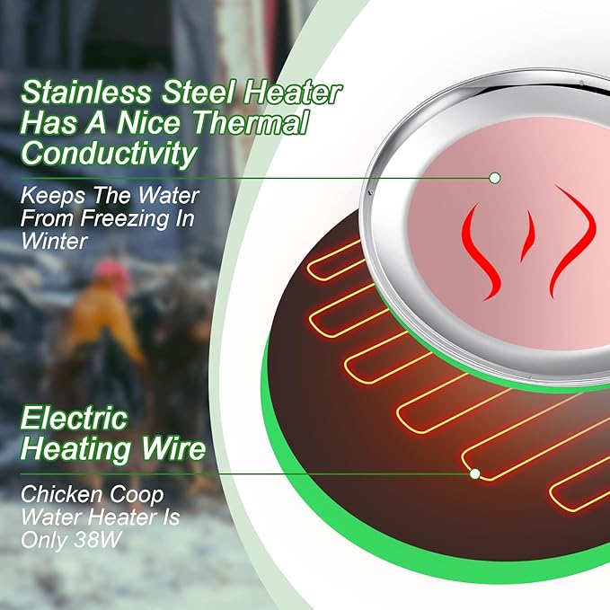 2 PCS Chicken Water Heater for Winter 110V 38W Poultry Drinker Heater Base Surface Temperature can Reach About 140 Fahrenheit Degree Chicken Waterer Electric Deicer Heated Base (Green)