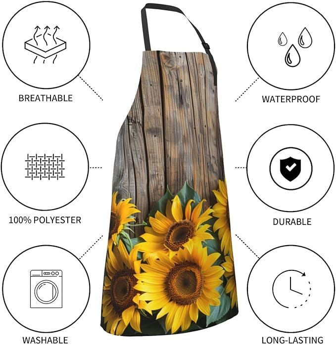 Shark Jumping Home Aprons 2 Pockets 33"×28" for Men Women, Ocean Sea Waterproof Kitchen Cooking Bib