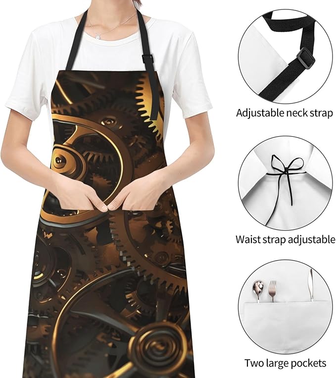 Waterproof Aprons for Women Men Adjustable Bib Cool Electric Guitar Apron Chef Cooking Aprons for Kitchen