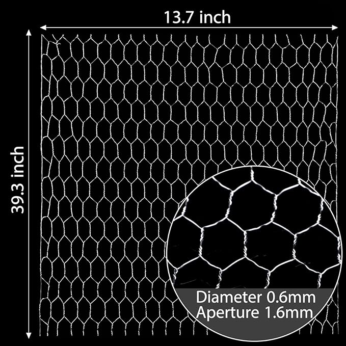 SATINIOR 2 Sheets Chicken Wire Net for Craft Work, Galvanized Hexagonal Wire Mesh (13.7 x 80 Inches, Silver)