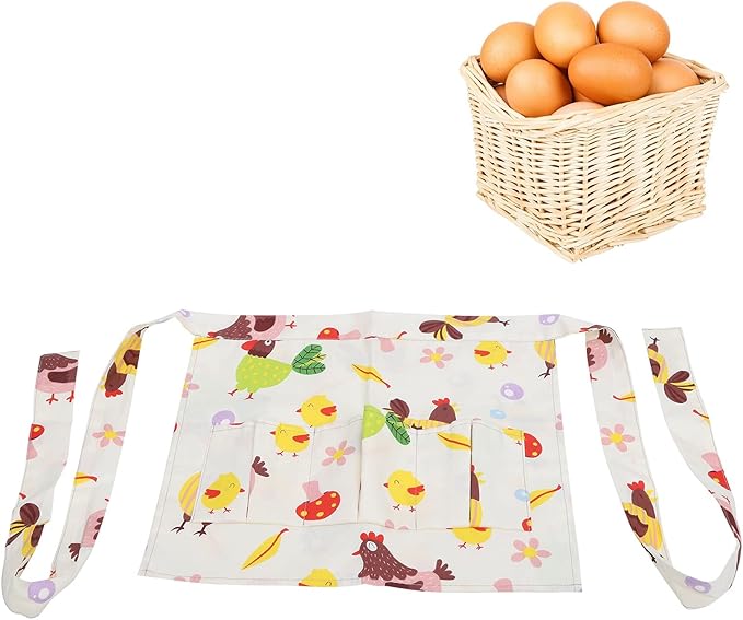 Eggs Collecting Apron Durable Cotton Twill Multi Pocket Protective Egg Gathering Holding Apron for Farm Kitchen Poultry Chicken Eggs Collecting (S 8.9 X 1.5in)
