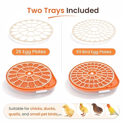 Smart Chicken Egg Incubator with Voice Control, 26 Chicken/59 Bird Incubators for Hatching Eggs, Automatic Egg Turner with Thermometer Seat and Humidity Control, Built-in Water Reservoir