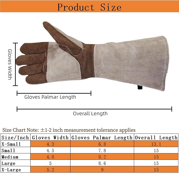 Leather Welding Gloves for Men, Welders Gloves Fireproof and Heat Resistant Mitts for Barbecue, Cooking, Firefighting, Fireplace, Oven, Baking, Stove, Pot Holder, Yark Work Thorn Proof