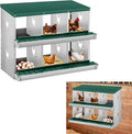 Metal Nesting Boxes for Chickens-6 Compartment Chicken Nesting Box for Laying Eggs, Wall Mountable Roll Away Laying Boxes for Hens and Chicken Coop