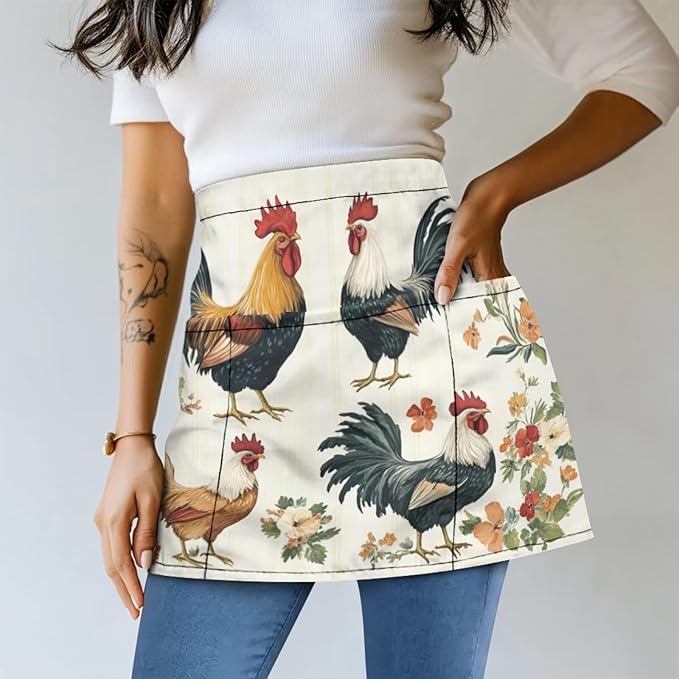 Waistress Apron with Pockets Coffee Waiter Apron Long String Chef Half Aprons for Cooking Kitchen Hairdresser