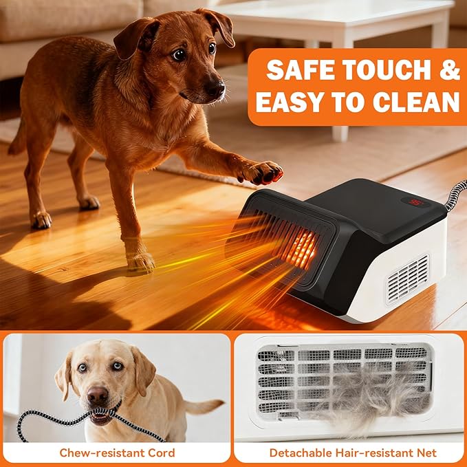 Dog House Heater with Thermostat for Small Chicken Coop, Electric Pet Heater for Outside Dog Cat House, Safe Winter Warmer with PTC Heating, Overheat Protection, Chew-Proof Cord, 95-100.4°F, 300/600W