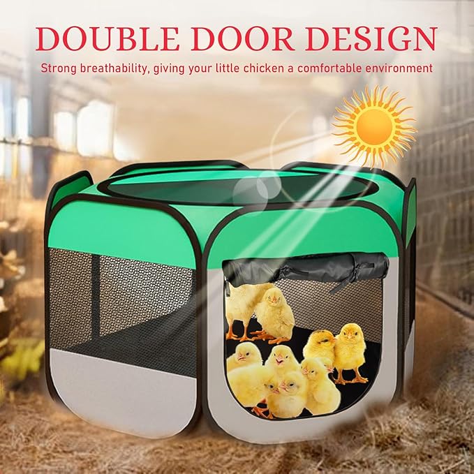 Portable Chicken Coop Chicken Tent with Waterproof Flame Retardant Cloth Bottom for Small Animals Foldable Outdoor Indoor Enclosure Chicken Brooder Pen (Chicken Brooder Tent)
