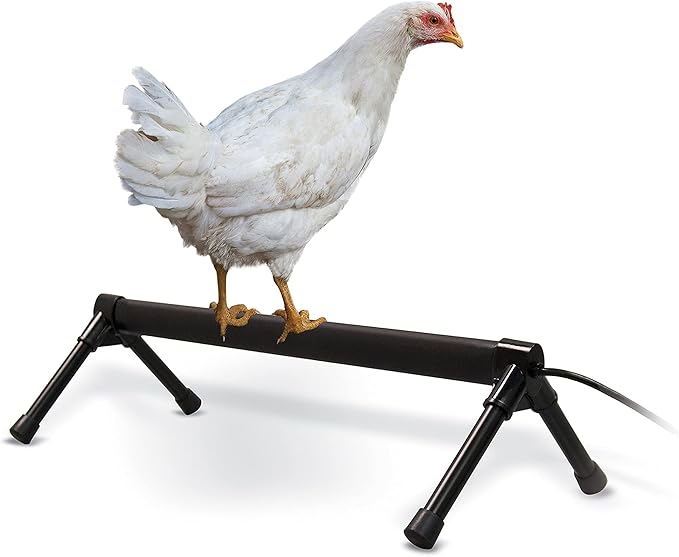 K&H Pet Products Thermo Heated Chicken Perch for Coop, Warming Chicken Heater, Prevents Frozen Toes, Warm Coop Accessories, Lamp Alternative, Safety Listed - Small 26” Black