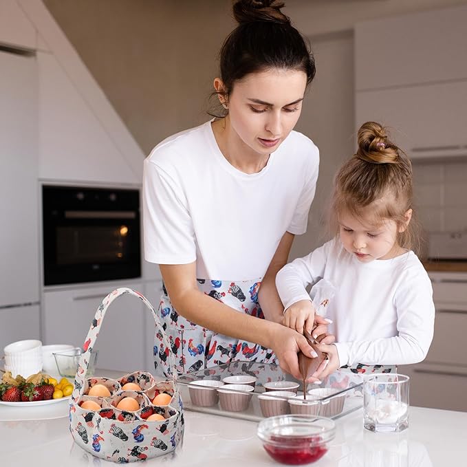 3 Pcs Egg Apron for Collecting Fresh Eggs Gathering Basket for Kids Adult 12 Pockets and Child 3 Pockets