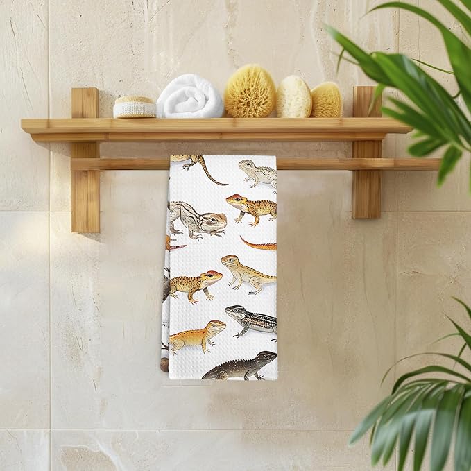 Bearded Dragon Gifts Kitchen Towel and Dish Towel, Lizard Reptiles Decor Hand Towels, Bearded Dragon Gift Decorative Hand Dish Tea Towels for Bathroom Kitchen,Animal Lover Gifts 16x24 Inch