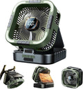 Solar Camping Fan with Light-10000mAh Rechargeable Portable, 6 Speeds, Digital Display, Timer, 120° Oscillation, Cordless Battery Powered Fan for Home Outdoor Tent Travel BBQ Fishing (Green)
