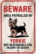 Beware of Dog Sign for Fence- Warning Dog Metal Signs- Yorkie Funny Warning Tin Signs 8x12 Inch