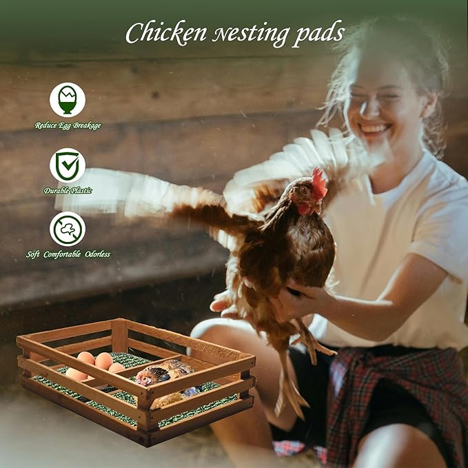 6 Pack Nesting Pads for Chicken Coop 12” x 12” Chicken Nesting Pads Washable Plastic Nesting Box Pads Chicken Coop Accessories for Chicken Hen Box Laying Eggs (Green)
