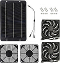 TOPINCN Solar Powered Fan, 7W Dual Solar Ventilation Exhaust Fan with Protective Net for Chicken Coop Dog House Greenhouse Shed Attic, Water Proof Monocrystalline Panel