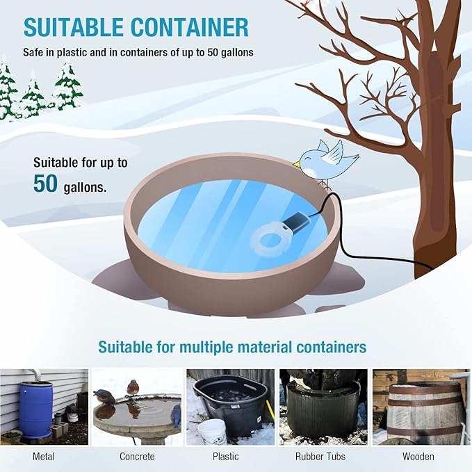 500W Chicken Waterer Heater, Aluminum Utility De-Icer for Farm & Livestock, Non-Conductive and Anti-Rust Heated Chicken Waterer, Bird Bath Heater Livestock Water Heater for Multiple Using
