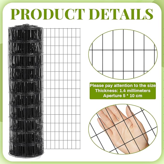 Gisafai 36in x 100ft Welded Wire Fence, 2 Inch x 4 Inch 16 GA, Galvanized Metal Garden Fence Roll Wire Mesh Netting for Goat Deer Cattle Animal Enclosures and Yard Vegetable Plant Protection,Silver