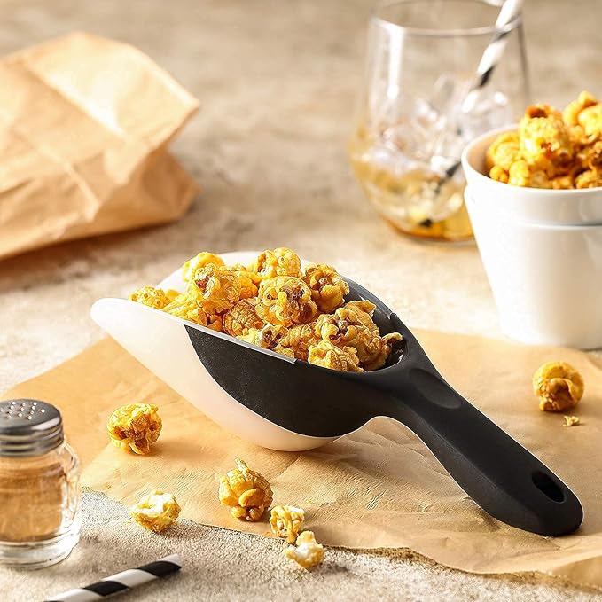 Spring Chef Magnetic Ice Scoop for Ice Machine - Durable BPA-Free Flexi-Plastic Kitchen Scoops with Soft Grip Handle - Popcorn Scooper - Dishwasher Safe Food Scooper - Set of 2 - Black