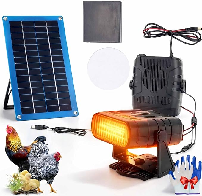 Solar Heater for Greenhouse, 2027 New Solar Heater for Chicken Heater, Smart Thermostat, Weather-Resistant, Easy Mount - Solar Powered Heater for Outdoor Use, Dog House, Shed, Pet Shelter (Black-30W)