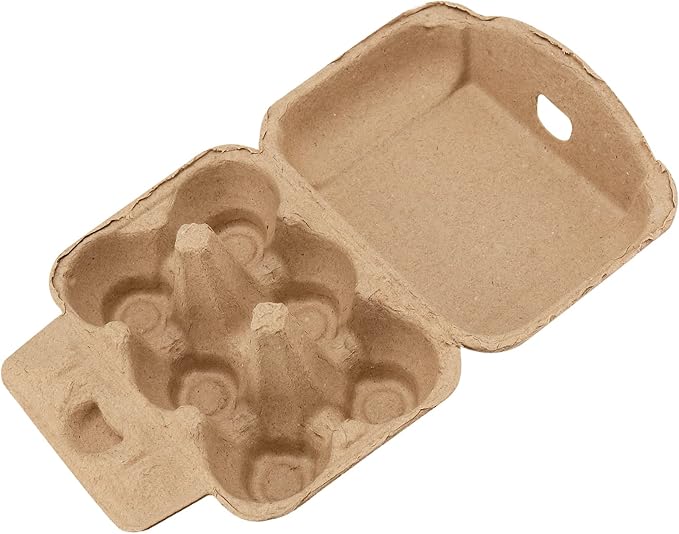 50 PCS Paper Egg Cartons, 6 Egg Cartons Pulp Egg Cartons for Kitchen, Farm, Market, Travel and Transport, Brown