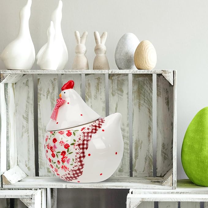 Chicken Cookie Jar Easter Cookie Jar- Farmhouse Kitchen Decor Cute Design Container for Candy Snacks Coffee Countertop Storage Gift for Home