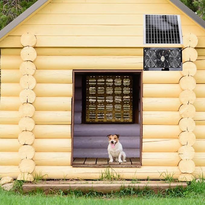 EVGATSAUTO Solar Powered 3 Fan Kit High Speed Ventilation for Greenhouse Shed Dehumidifier Small Chicken Coops Pet Houses