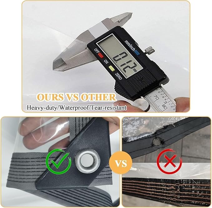 19x26 FT Heavy Duty Clear Waterproof Tarp, Transparent Vinyl Tarpaulin with Reinforced Grommets for Outdoor Garden Greenhouse, Patio, Porch, Chicken Coop, Camping Cover