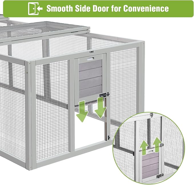 GUTINNEEN Large Chicken Run Extension with 20.73 sq.ft Space, Sliding Chicken Door, 1/2" Galvanized Wire, Secure Locks & Easy-Access Doors, Cozy Coop Chicken Cage Poultry Cage Outdoor