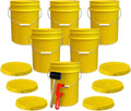 ePackageSupply 5 Gallon Plastic Bucket with Airtight Lid | Made in USA | Food Grade Bucket | BPA-Free | Heavy Duty 90 Mil All Purpose Pail | One 12" Rubber Mallet & One Lid Opener Included | 6 Pack