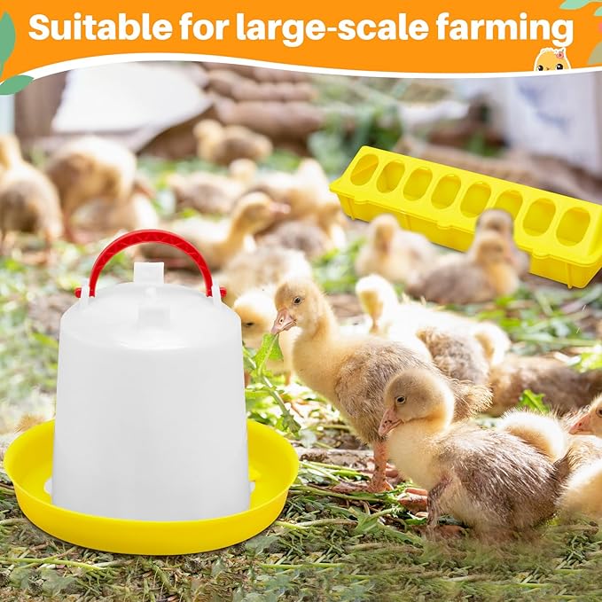 12 Pack Chicken Feeder and Waterer Set Bird Small Poultry Feeder Flip Top Bird Small Poultry Feeding for Pigeon Chick Drinker Duckling Quail Feeding Dispenser(1 L,Yellow)