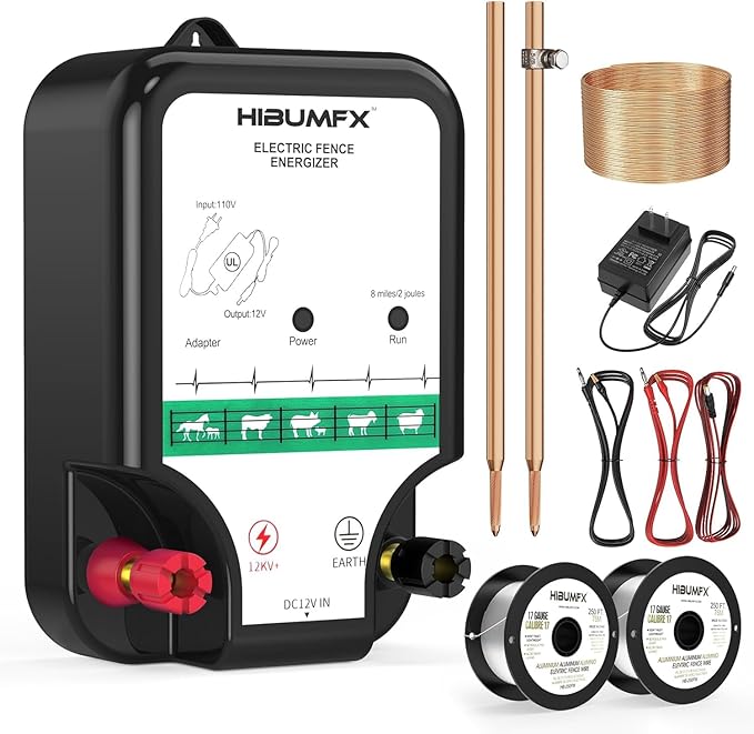 Fence Charger, Electric Fence Energizer Fencing System for Containing Dogs, Livestock and Preventing Wild Animals Intruding