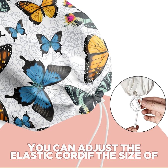 Butterfly Plastic Bag Holder, Wall Mount Grocery Bag Holder for Plastic Storage bag, Washable Storage Organizer Reusable Grocery Bags, Pull Rope Free Adjustment, Butterfly Gifts for Women Mom Sister