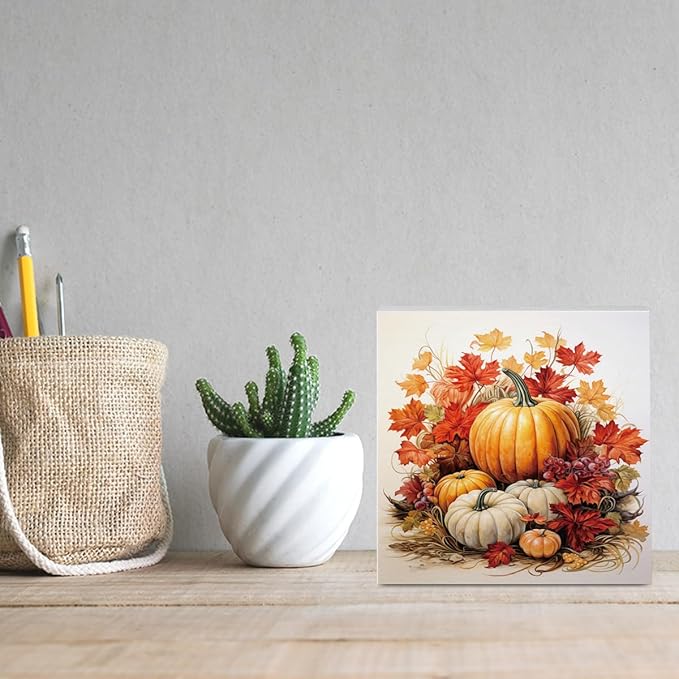 Fall Decorations for Home Farmhouse Office Bedroom Living Room, Pumpkins Decor, Fall Sign, Autumn Decor Wood 2401