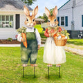 Easter Decorations Outdoor Yard Signs: 2pcs Large Metal Vintage Bunny with Carrot Eggs, Farmhouse Rustic Yard Decoration with Stakes, Lawn Garden Decor for Kids Family Home Outside Spring Easter Party