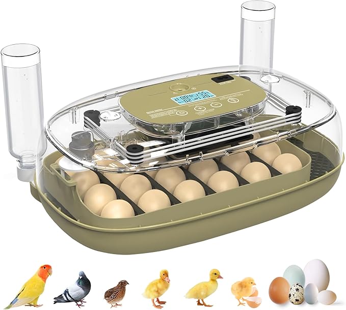 Incubators for Hatching Eggs,Smart 24 Egg Incubator with Automatic Egg Turning and Humidity Control,High Hatch Rate Incubator for Chicken Duck Quail Goose,Home Classroom and Farm (Brown)