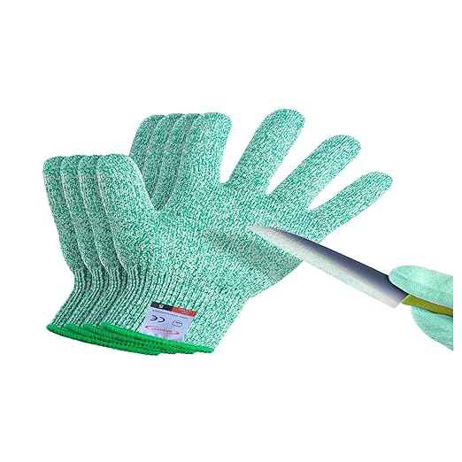 2 Pairs Cut Resistant Gloves for Kids 10-13 Years, Level 5 Protection Cutting Gloves Food Grade for Cooking, Whittling, Wood Carving, Gardening and DIY(Green-XS)