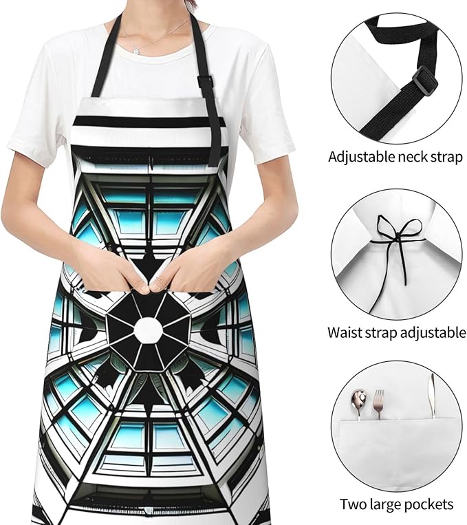 Multidimensional Space Heavy Duty Waterproof Apron with Pockets for AdultsResistant Grilling, Gardening, Painting