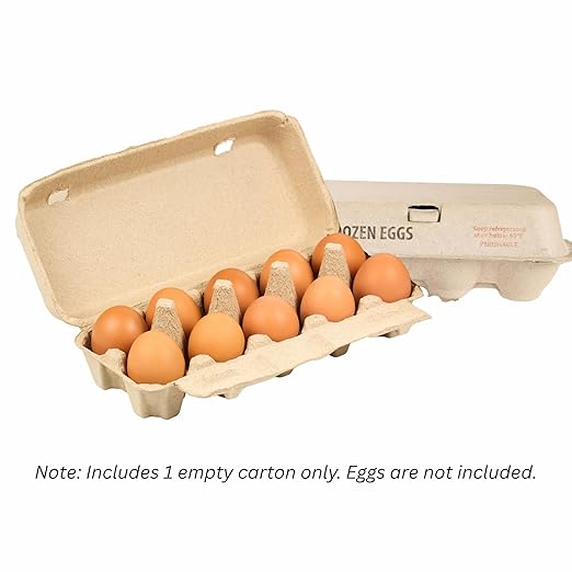 Jeffers Recyclable Egg Cartons – 1 Dozen Pulp Paper Carton for Large Eggs, Flat Top Storage for Crafts Kitchen Pantry Organizer, Farm Fresh Chicken Egg Holder, Bulk Packaging Supplies - 1 Count