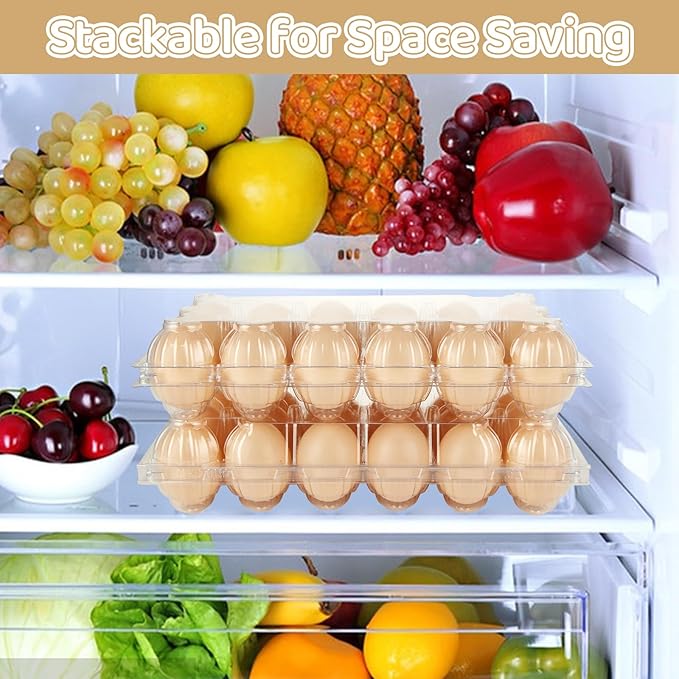 DAJAVE 50 Pack Plastic Egg Cartons, Clear Egg Cartons 18 Count, 3x6 Grids Egg Cartons Cheap Bulk, Plastic Egg Holder for Family, Pasture, Farm Markets Display (Medium)
