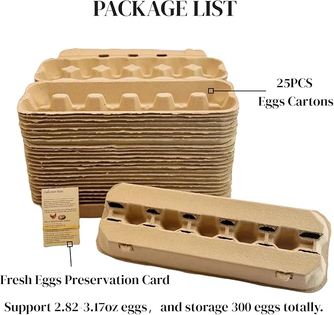 Egg Cartons,Natural Paper Pulp Eggs Carton, Empty Egg Crates Perfect for Custom Branding, Convenient Stacking & Easy Transport, 12 Count, 25 Packs