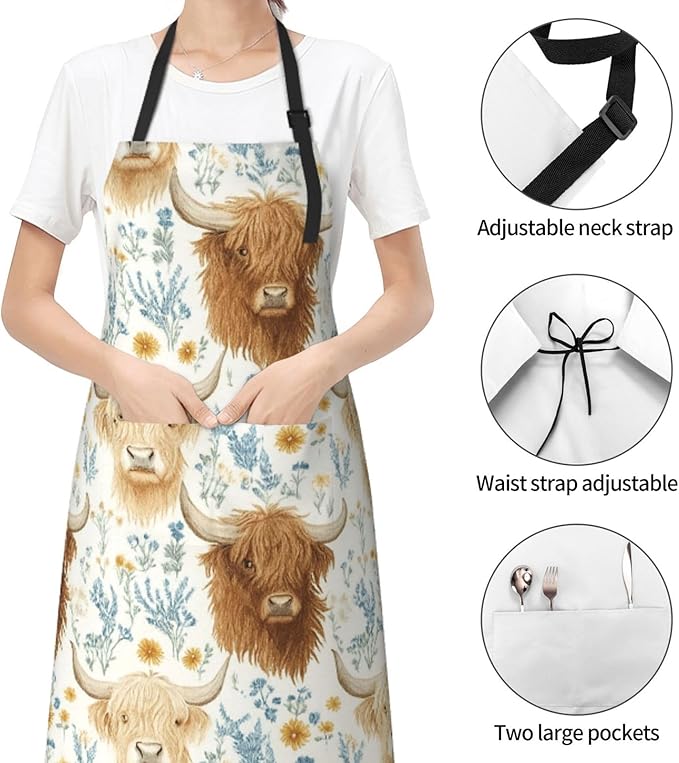 Serene Swan In Stream Adjustable Waterproof Apron Work Cooking Apron With Pockets For Men Women