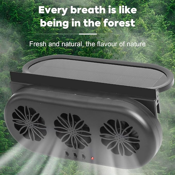 Car Solar Powered Exhaust Fan Car Window Exhaust Fans Vehicle Ventilation Fan Auto Air Vent Cool Fan Cooler Ventilation System Car Radiator Cooling Fans with Three Air Outlets, Black