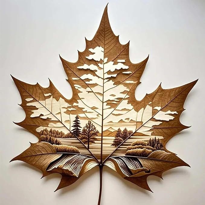 Dead Leaf Forest Stamped Cross Stitch Kits for Adults Beginners - 45x45cm 11CT Pre-Printed Embroidery Needlepoint Starter Kit, DIY Craft Perfect for Home Wall Decor Gift and Seasonal