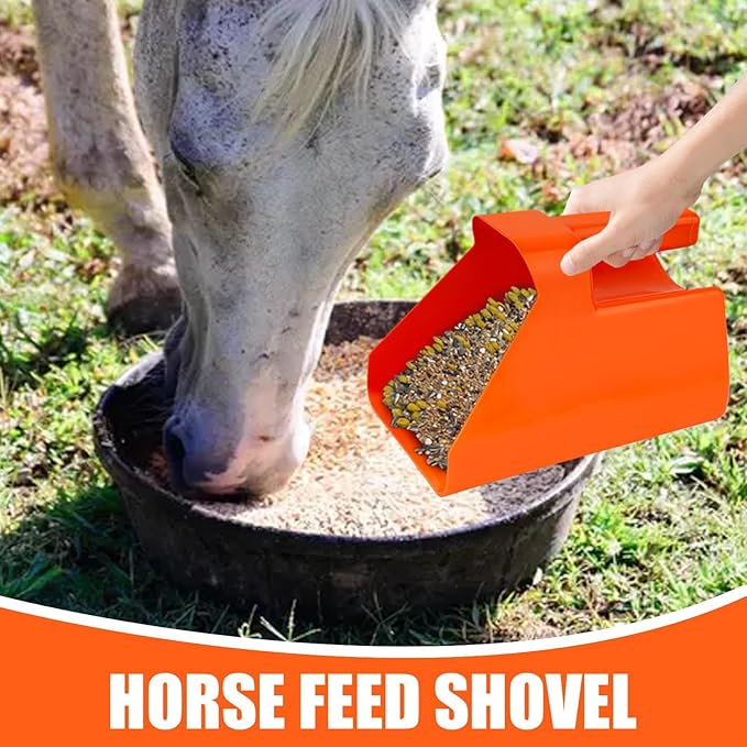 Feed Scoop – Livestock Grain Transfer Shovel, Stackable Large Measuring Scoop, Ergonomic Handle Design, Heavy-Duty Farm Feeding Tool, Premium Animal Feeding Supplies for Horses, Goats, Sheep