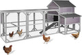 55ft² Chicken Coop - Super Large Chicken Tractor, Chicken House with Run, Wooden Hen House Poultry Cage with 6 Large Nesting Boxes, 6 Perches for 8-10 Chickens
