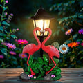 Solar Flamingo Garden Decor, Romantic Flamingo Couple with LED Lantern Decoration for Outside Patio Yard Backyard Gifts for Mother's Day Birthday Housewarming