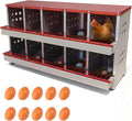 Chicken Nesting Box for Laying Eggs, 10 Compartment Galvanized Steel Laying Boxes for Hens with Front Access Tray, Easy Wall Mount, Includes 10 Training Eggs